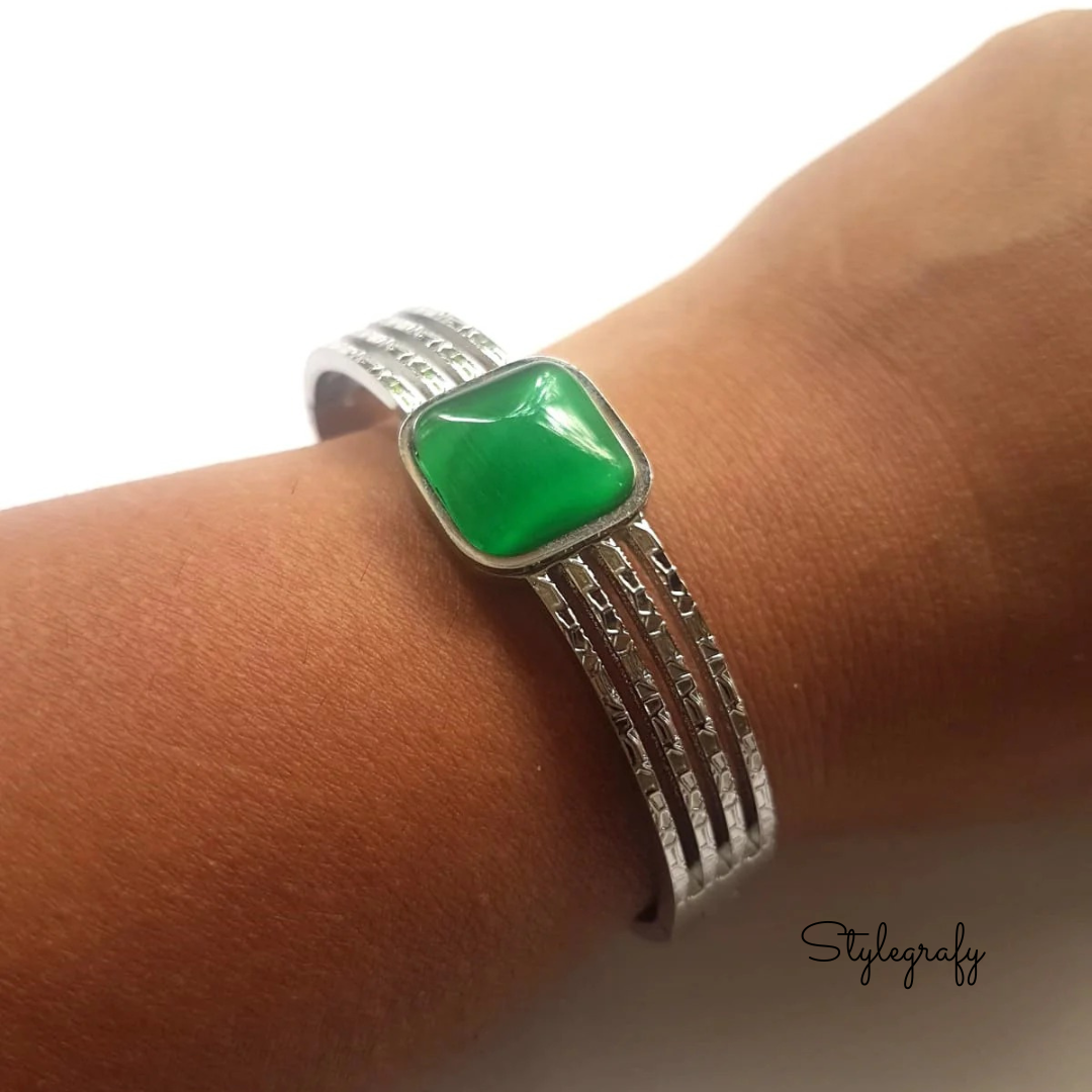 Emerald Silver Laura Bracelet