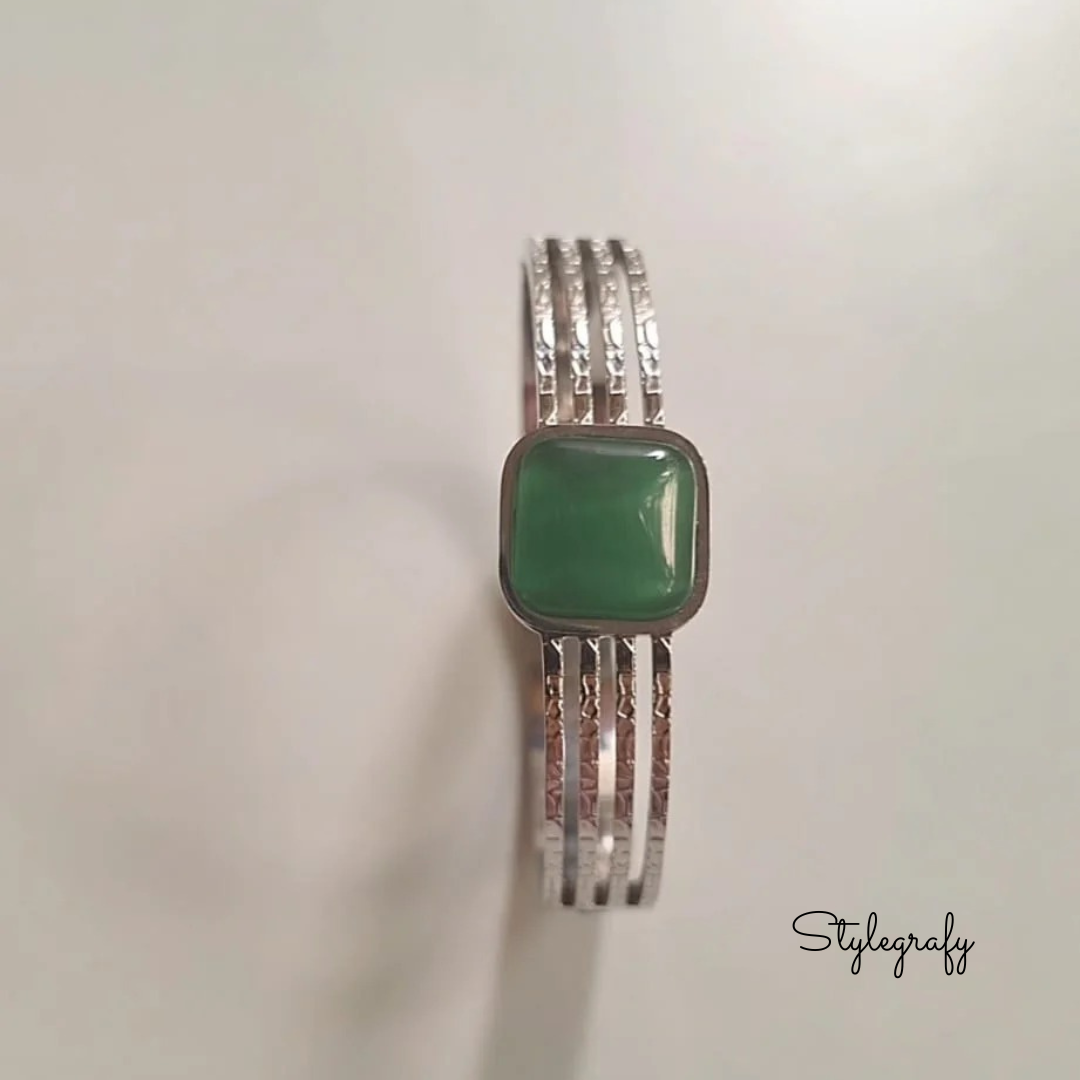 Emerald Silver Laura Bracelet