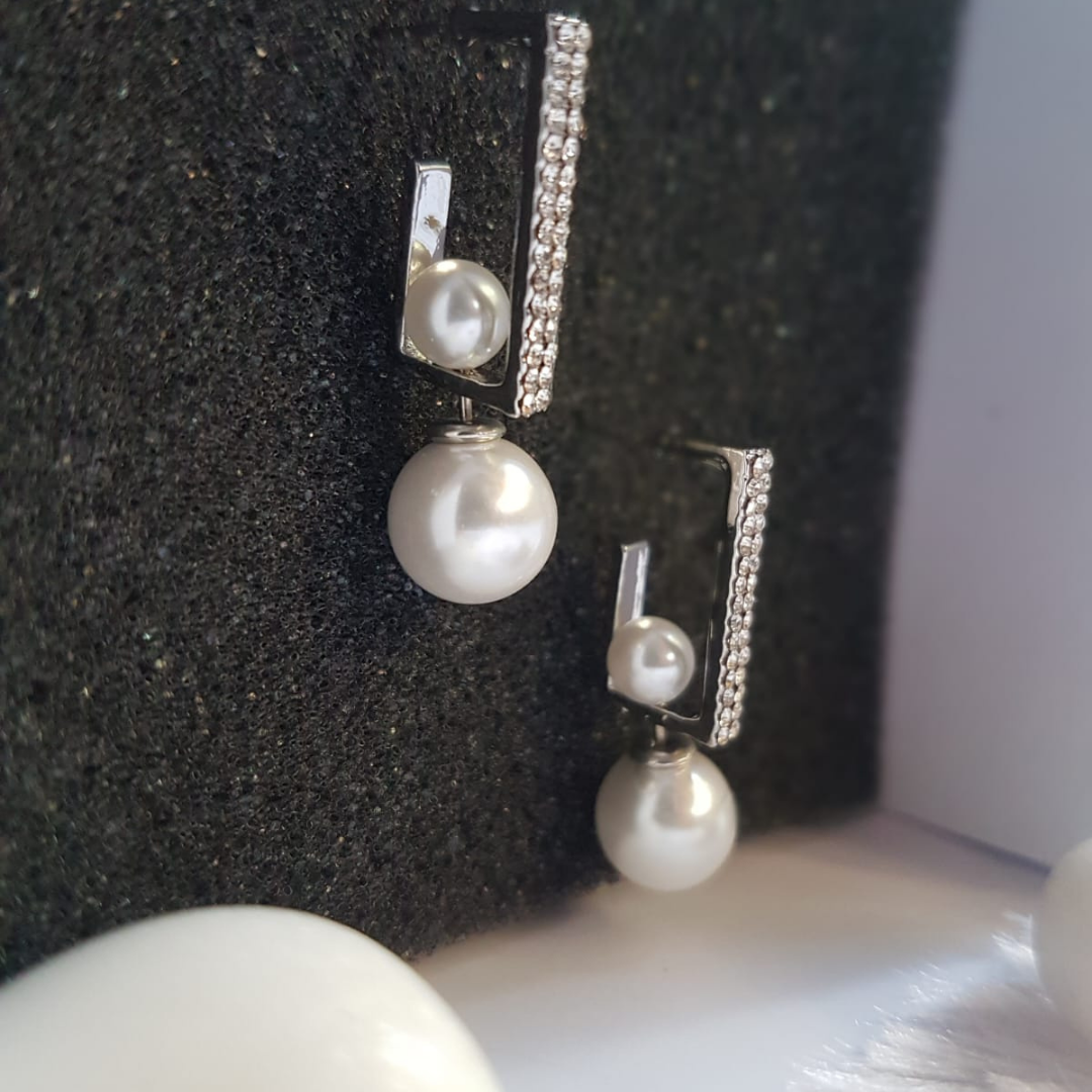 Silver Frame Pearl Drops