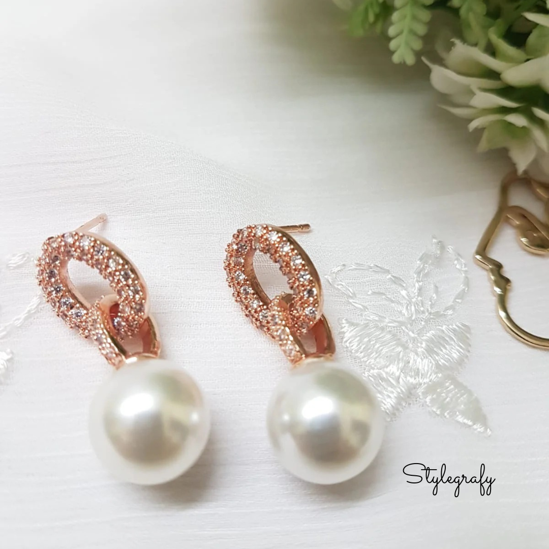 Interlock Studded Pearl Drops