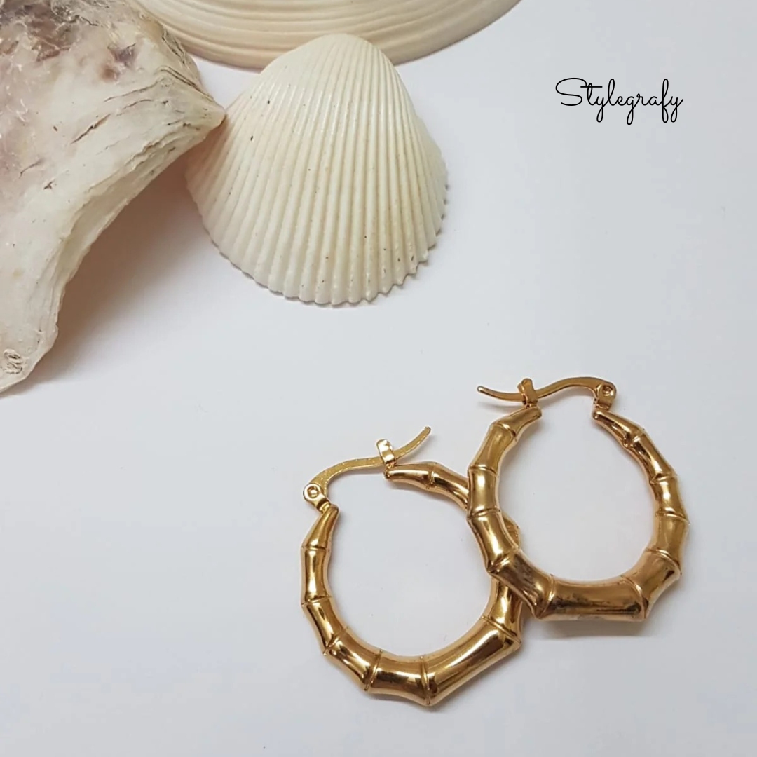 Golden Bamboo Hoops