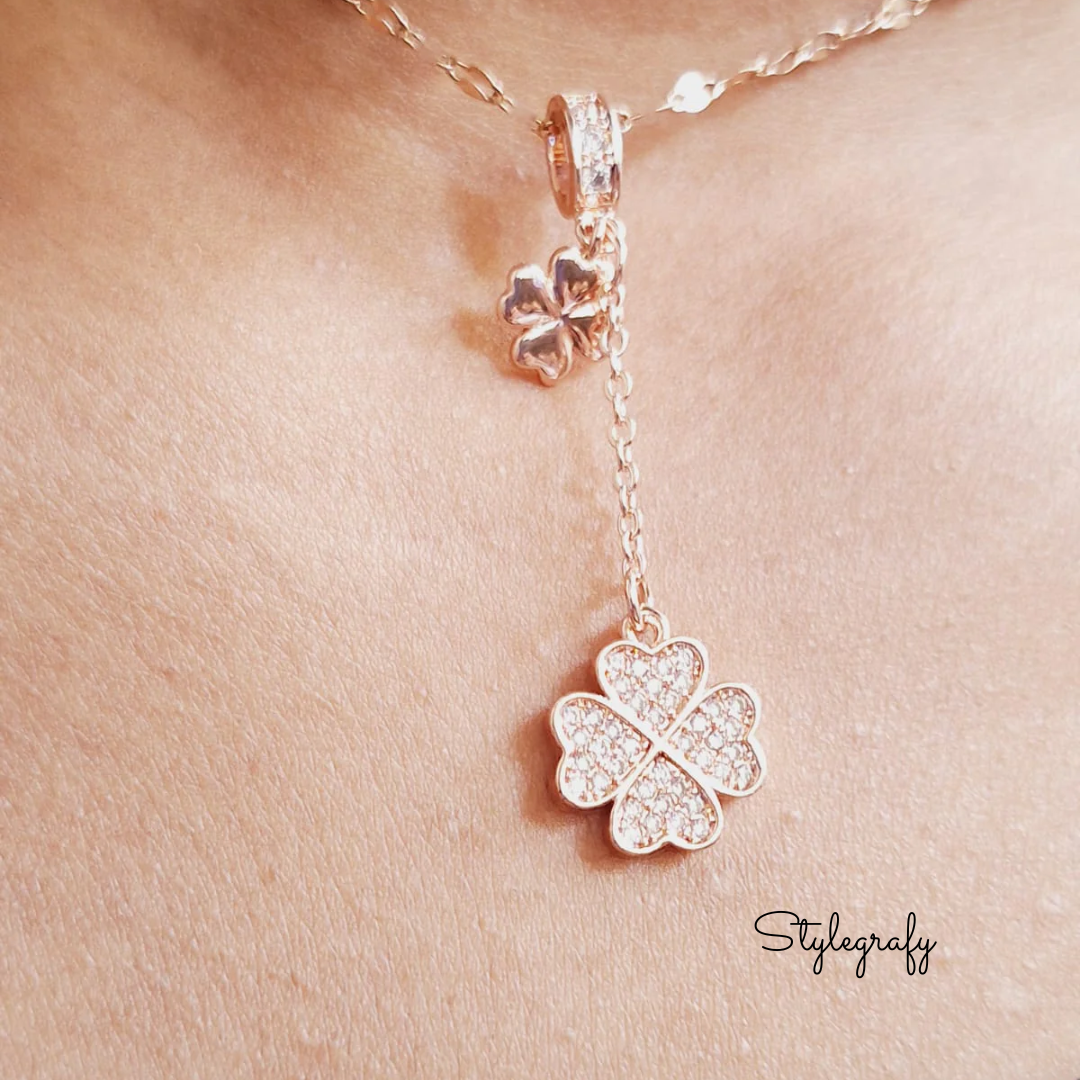 Studded Double Clover Necklace