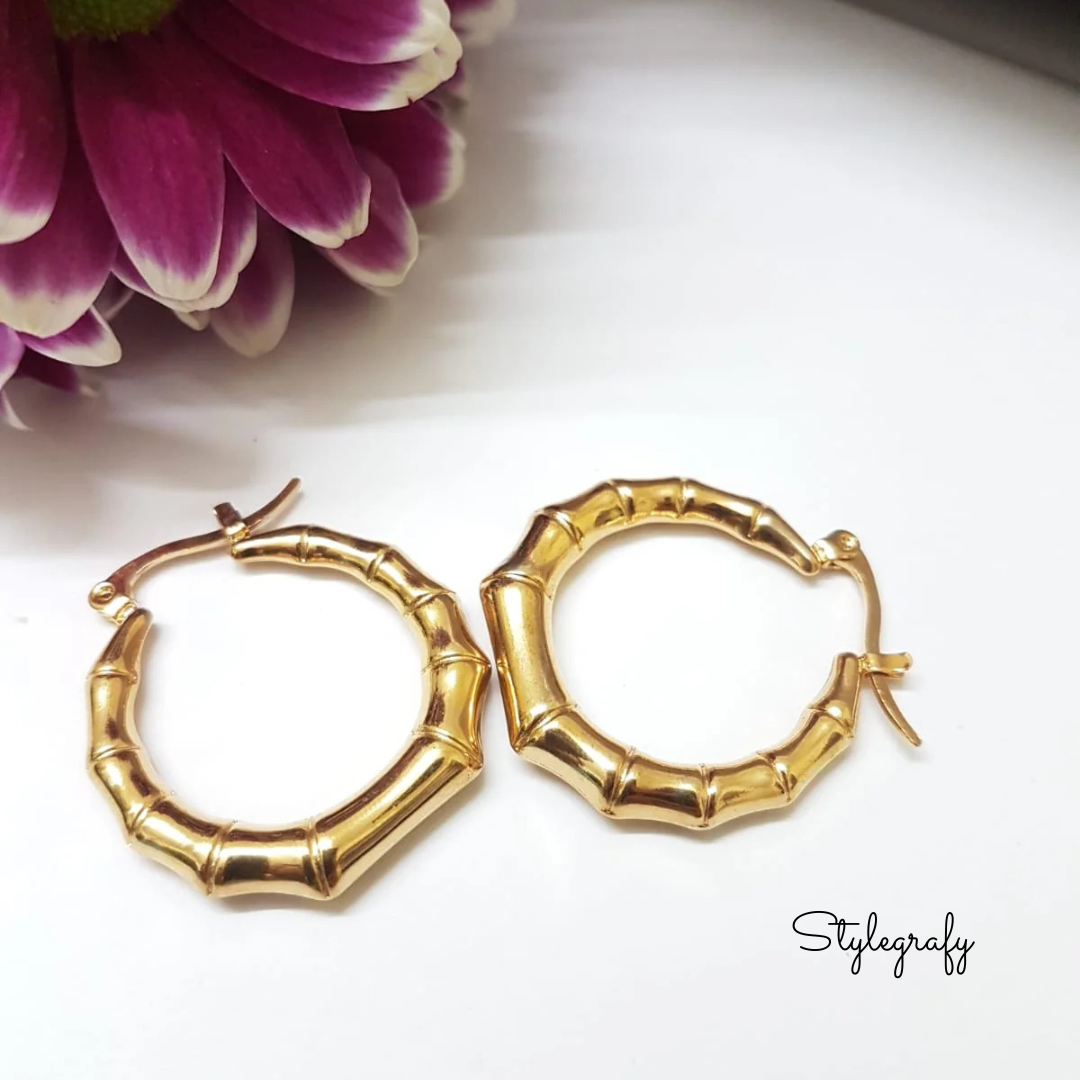 Golden Bamboo Hoops