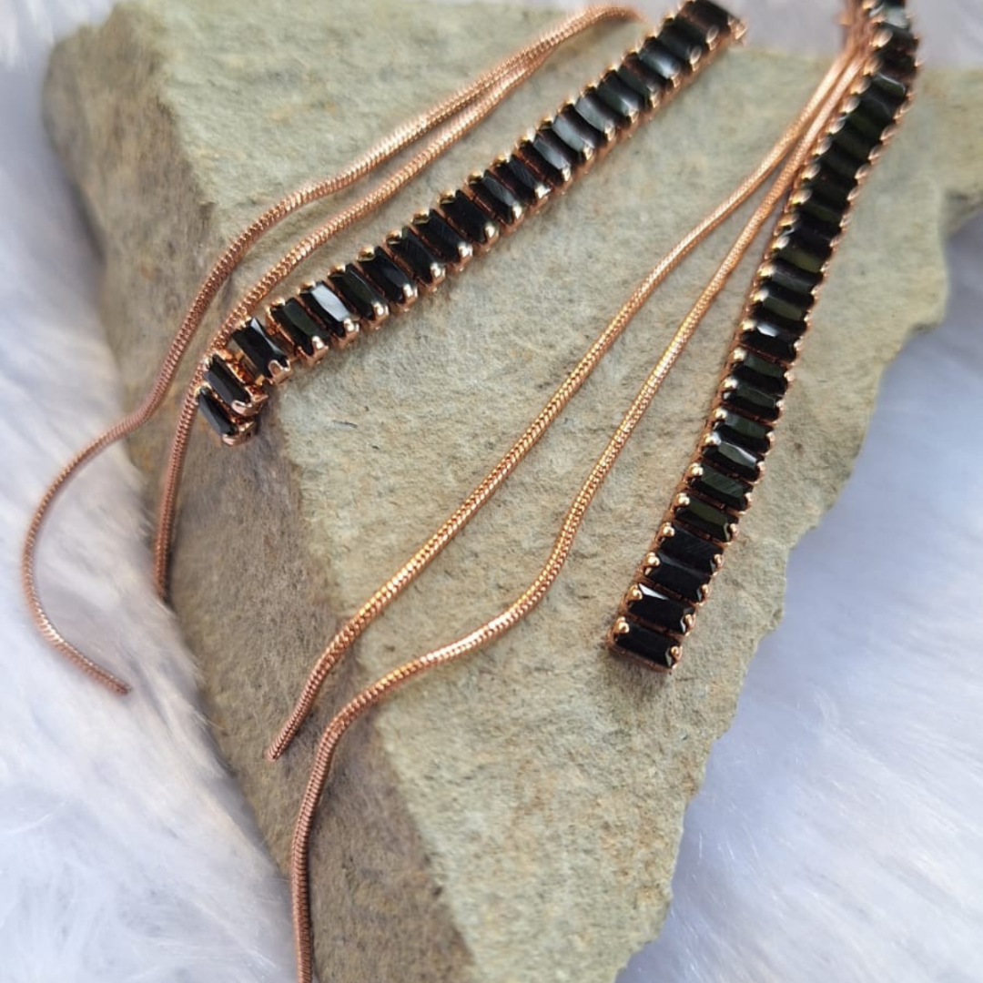 Black Stack Chain Earrings