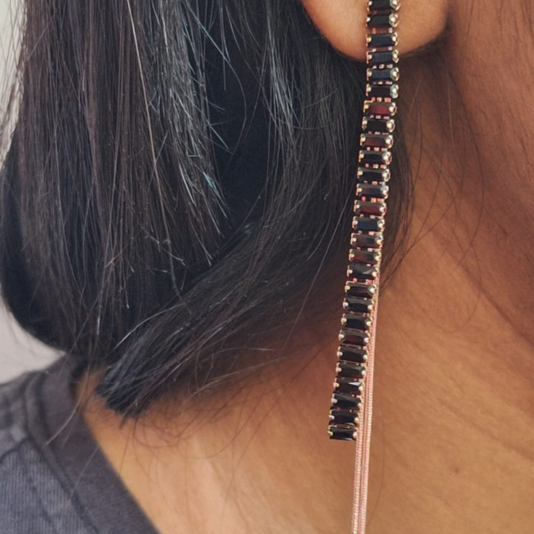 Black Stack Chain Earrings