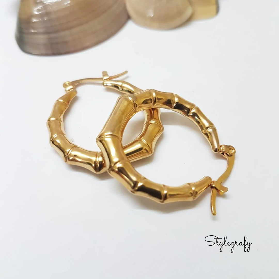Golden Bamboo Hoops
