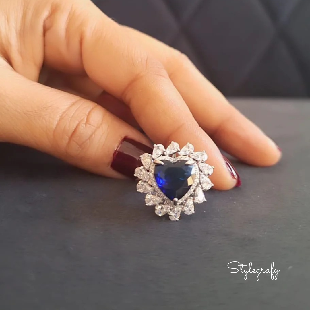 Stolen Heart Blue Silver Ring