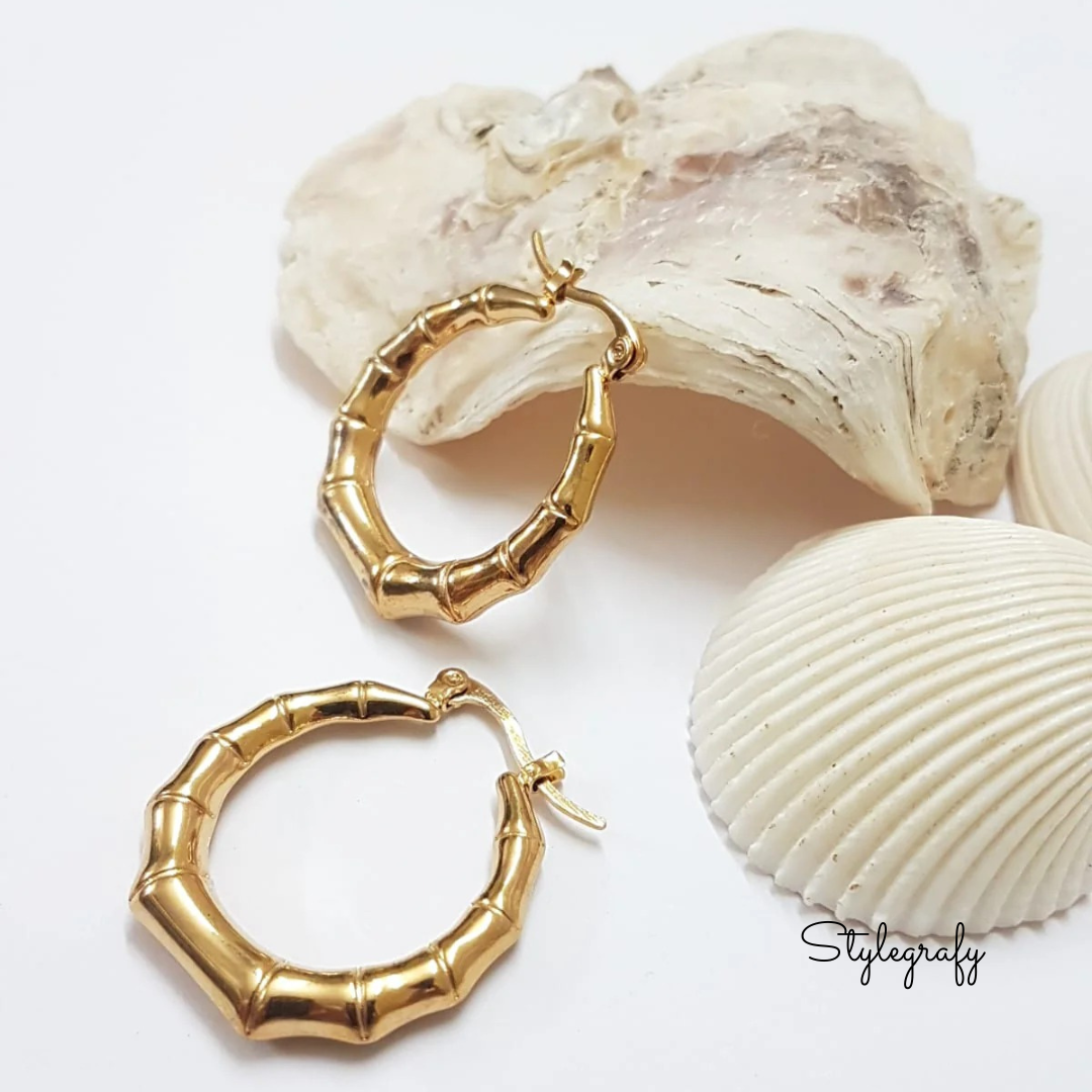 Golden Bamboo Hoops