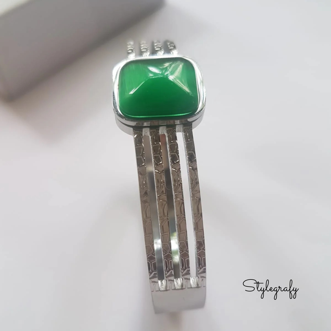 Emerald Silver Laura Bracelet