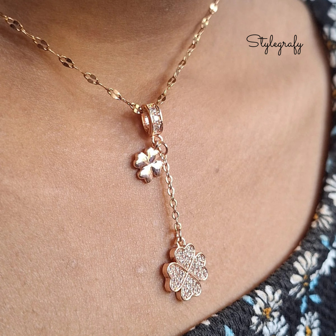 Studded Double Clover Necklace
