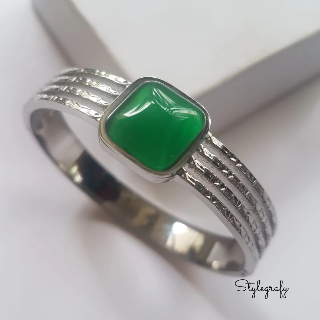 Emerald Silver Laura Bracelet