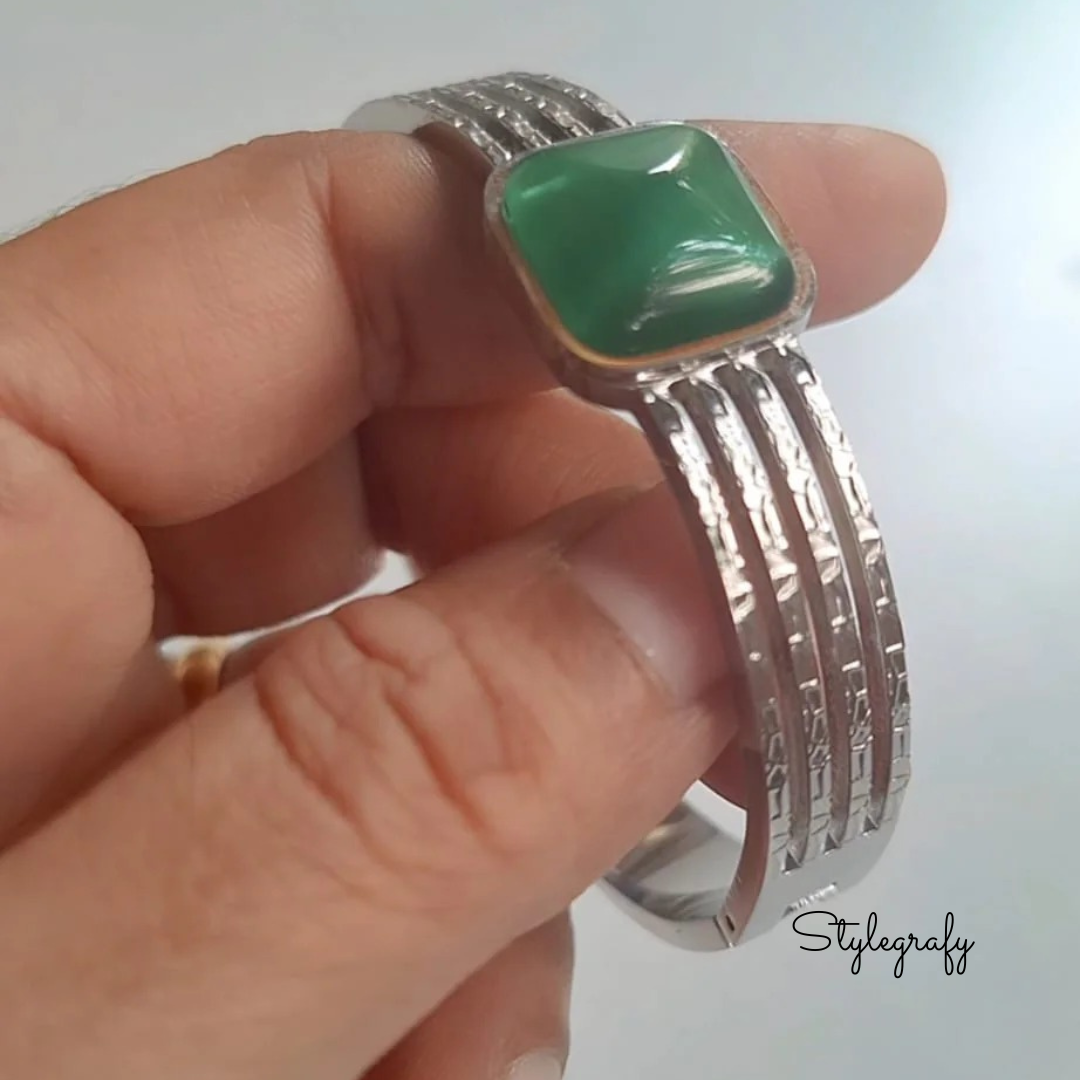 Emerald Silver Laura Bracelet