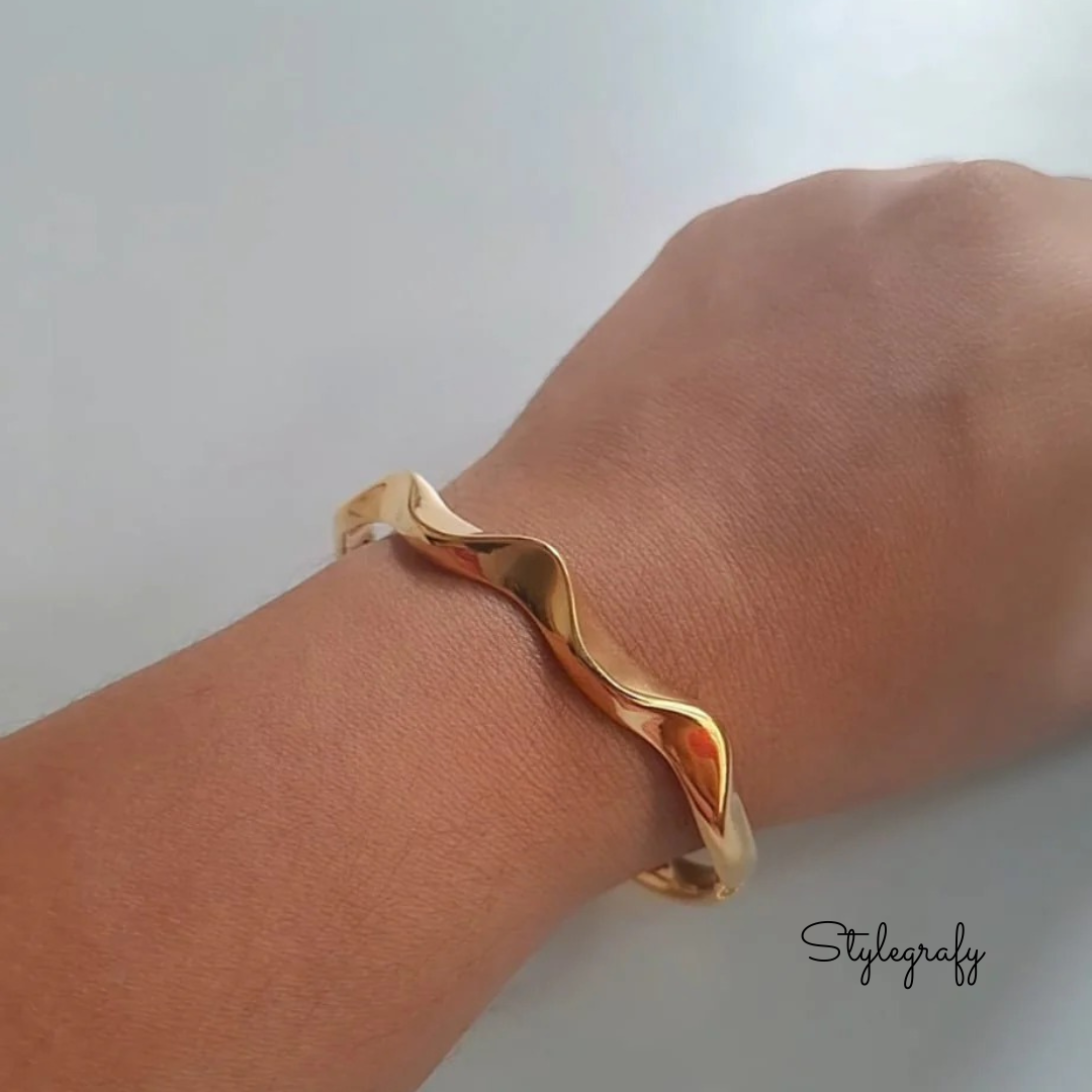 Golden Ripples Cuff Bracelet