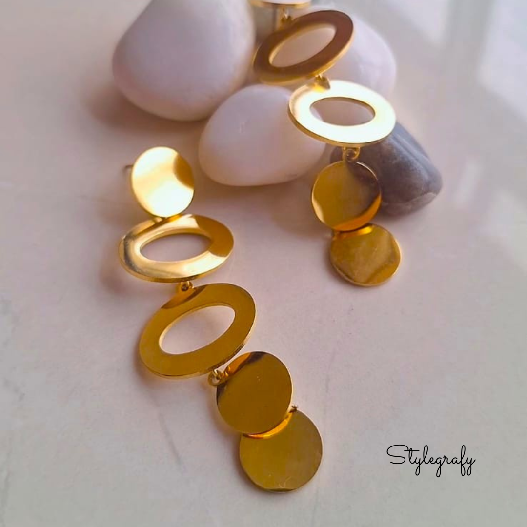 Golden Stack Oval Danglers