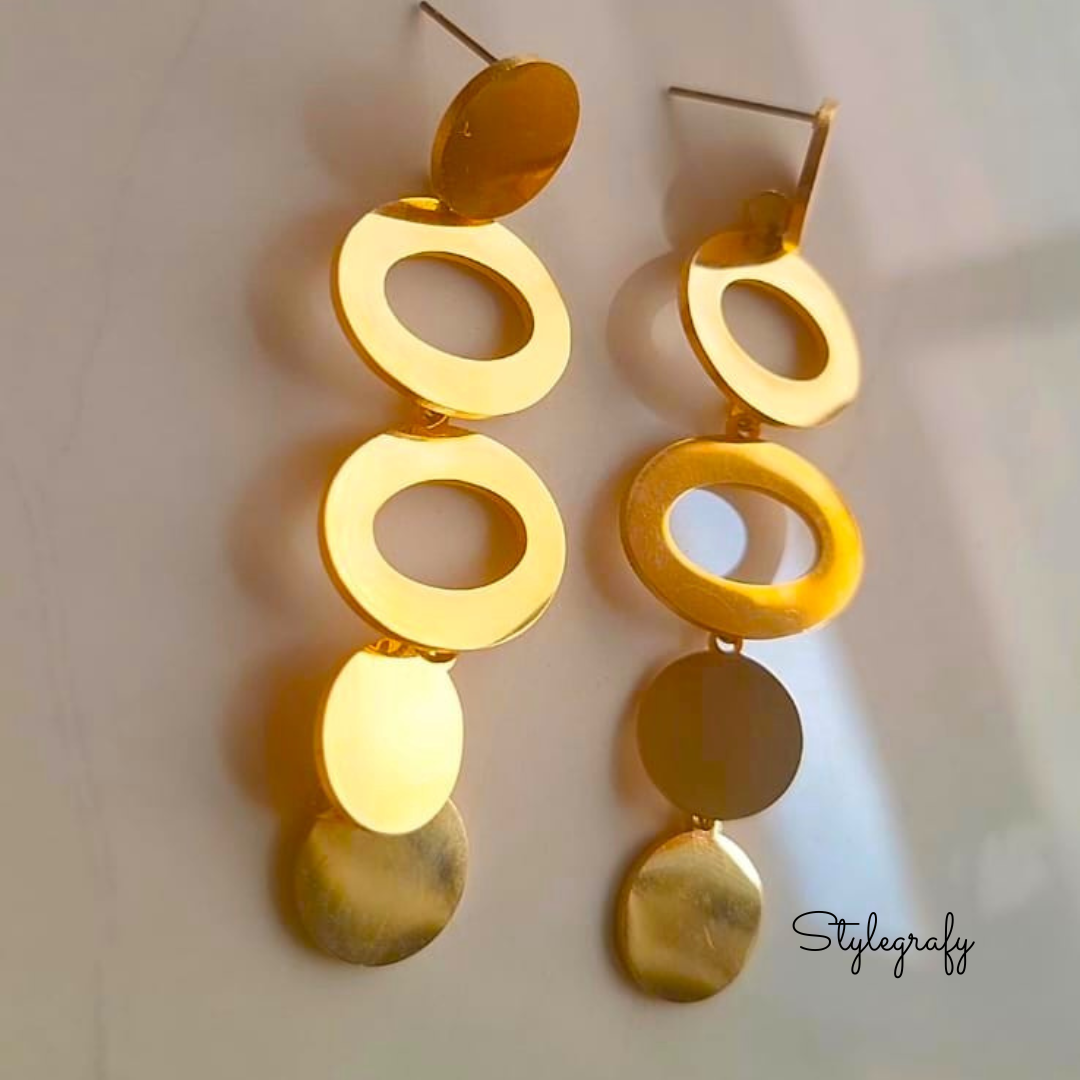 Golden Stack Oval Danglers