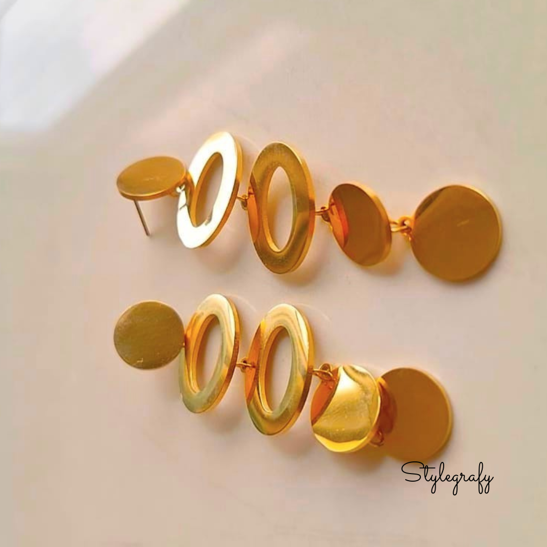 Golden Stack Oval Danglers