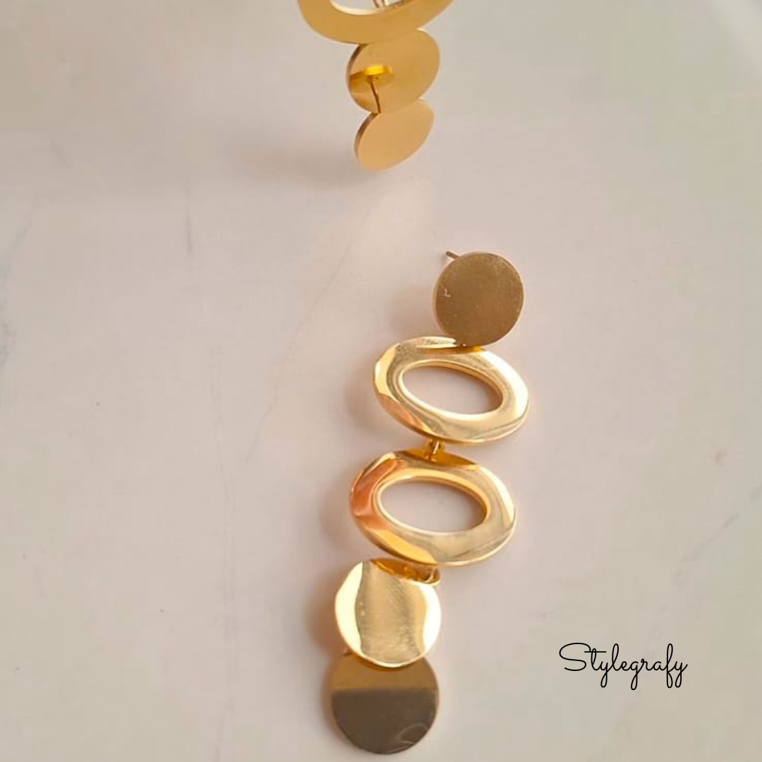Golden Stack Oval Danglers