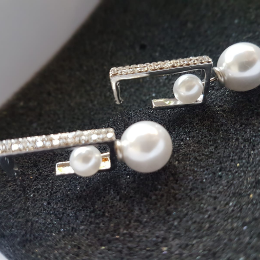 Silver Frame Pearl Drops