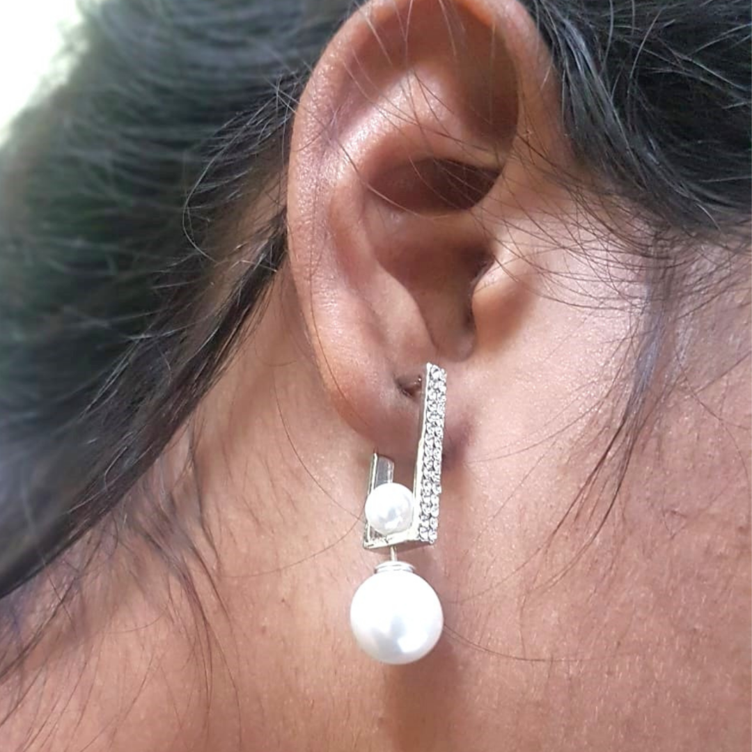 Silver Frame Pearl Drops