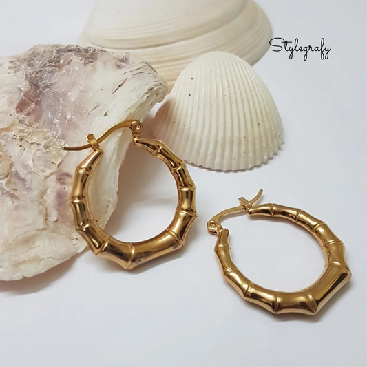 Golden Bamboo Hoops