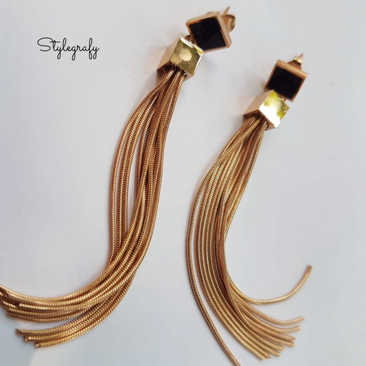 Mini Cube Tassel Earrings