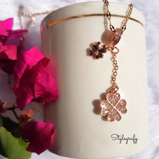 Studded Double Clover Necklace