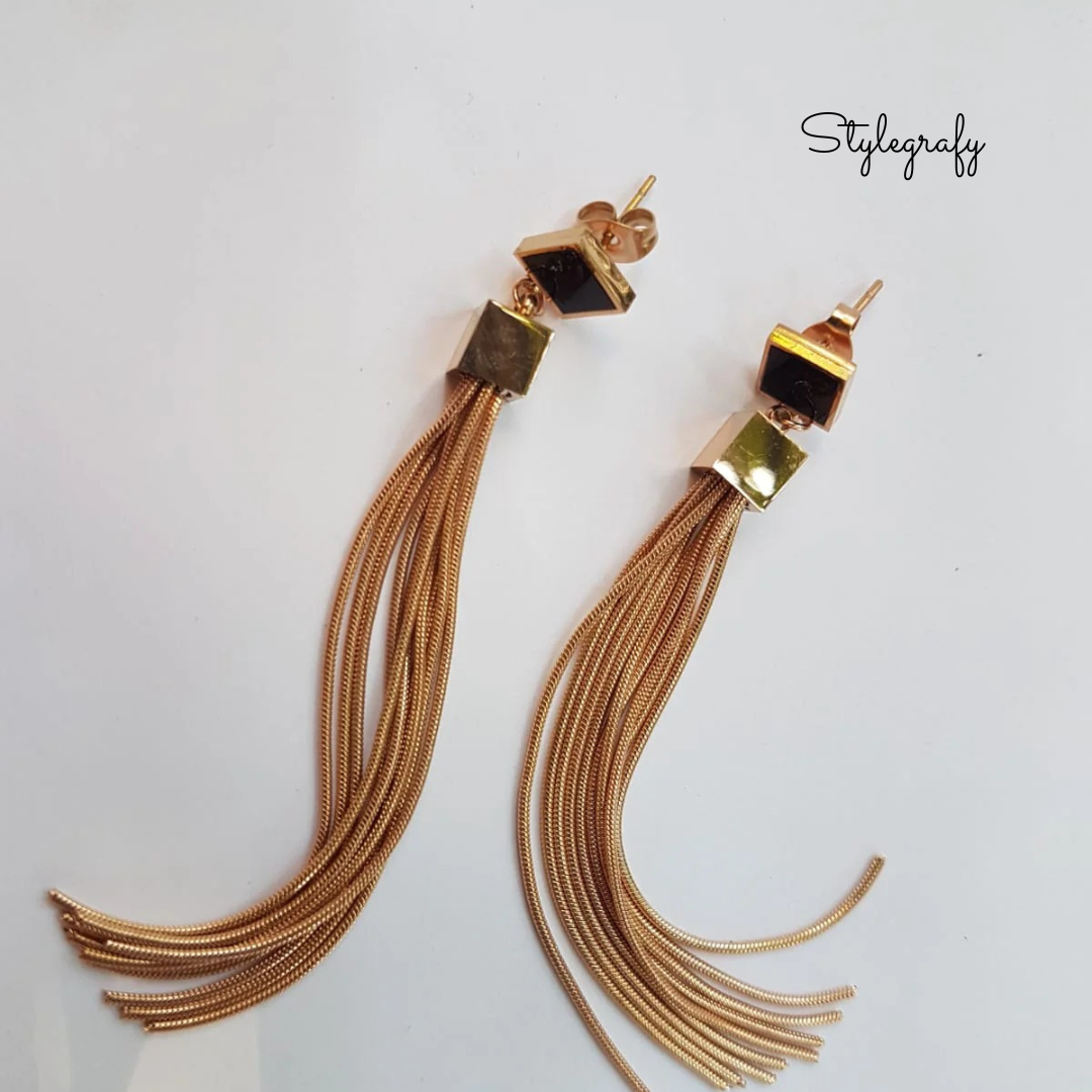 Mini Cube Tassel Earrings