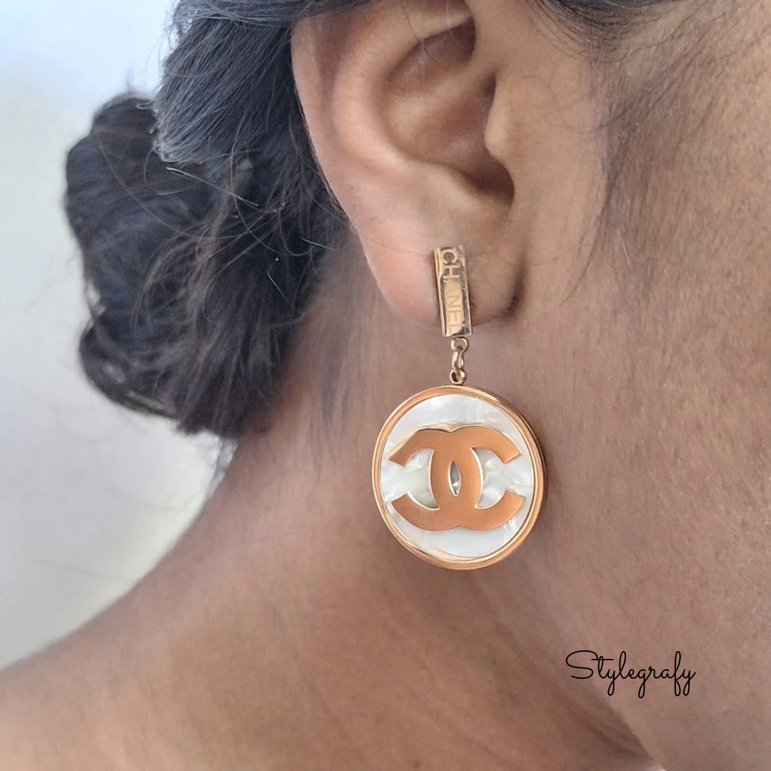 MOP Circle Drop Earrings