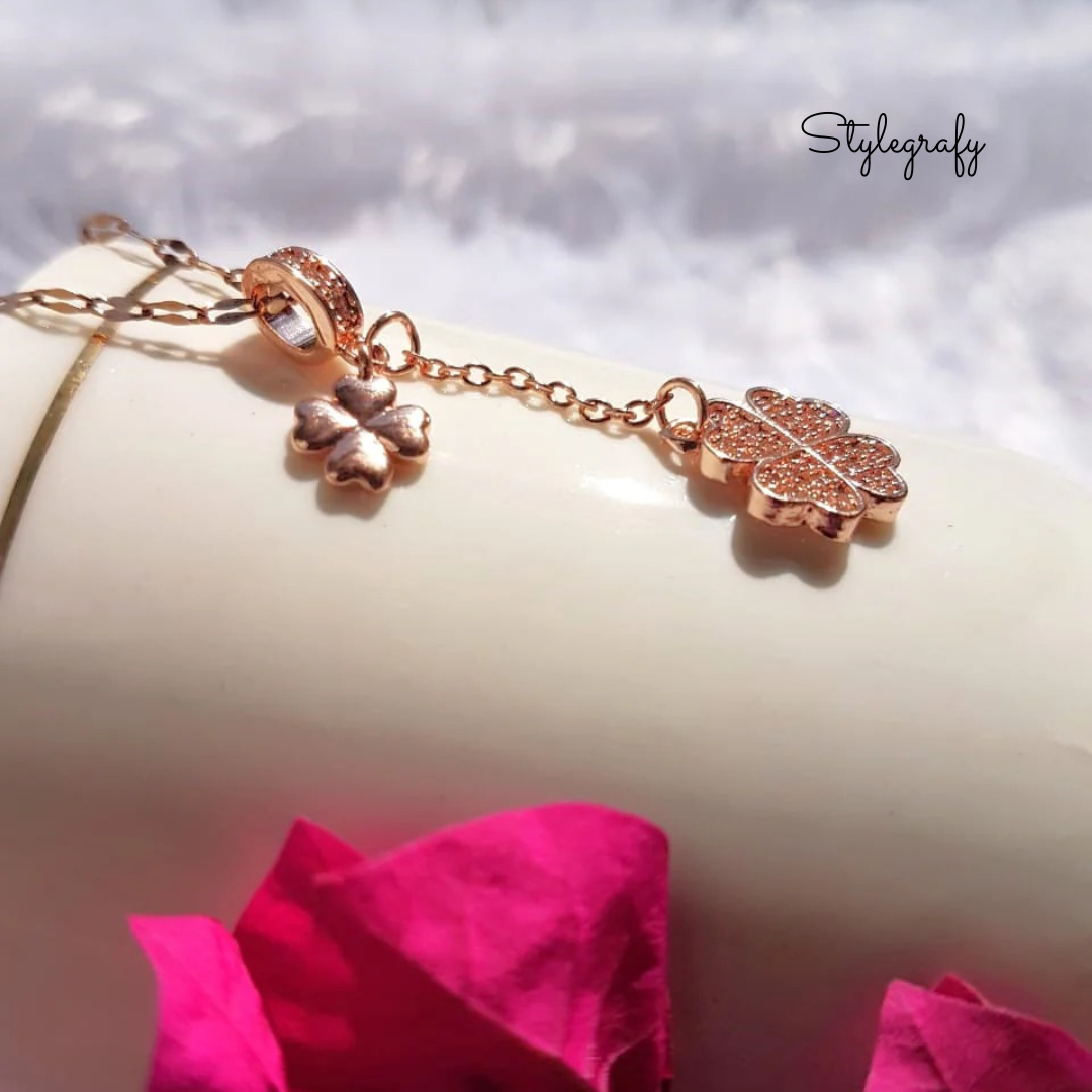Studded Double Clover Necklace