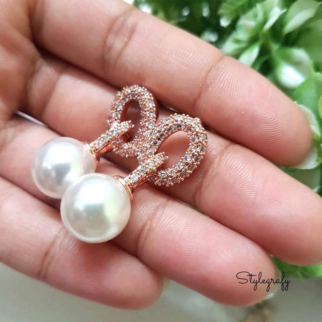 Interlock Studded Pearl Drops