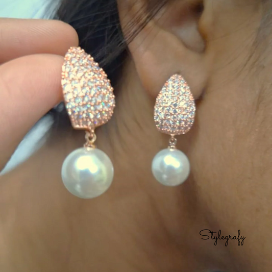 Studded Leaf Pearl Drops