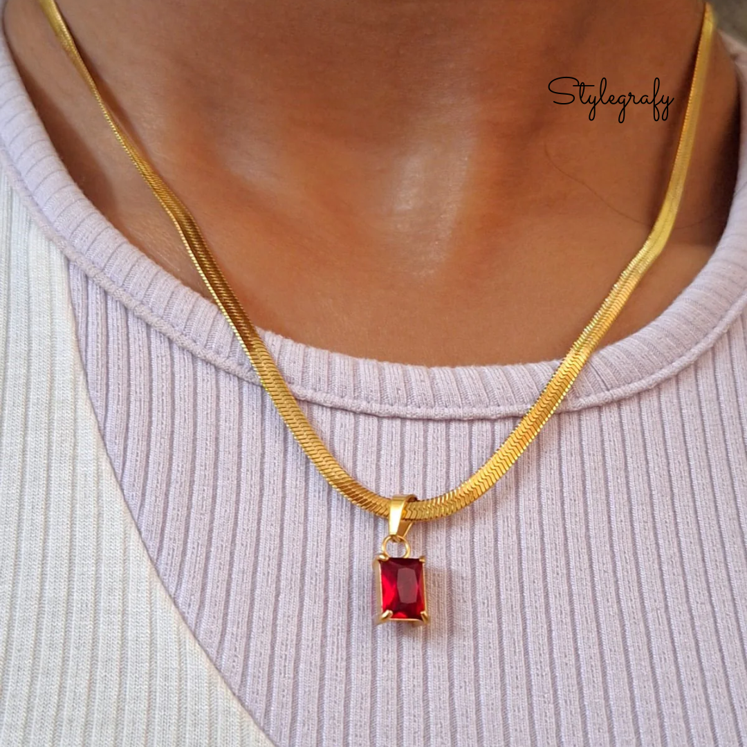 Red Pendant Snake Chain