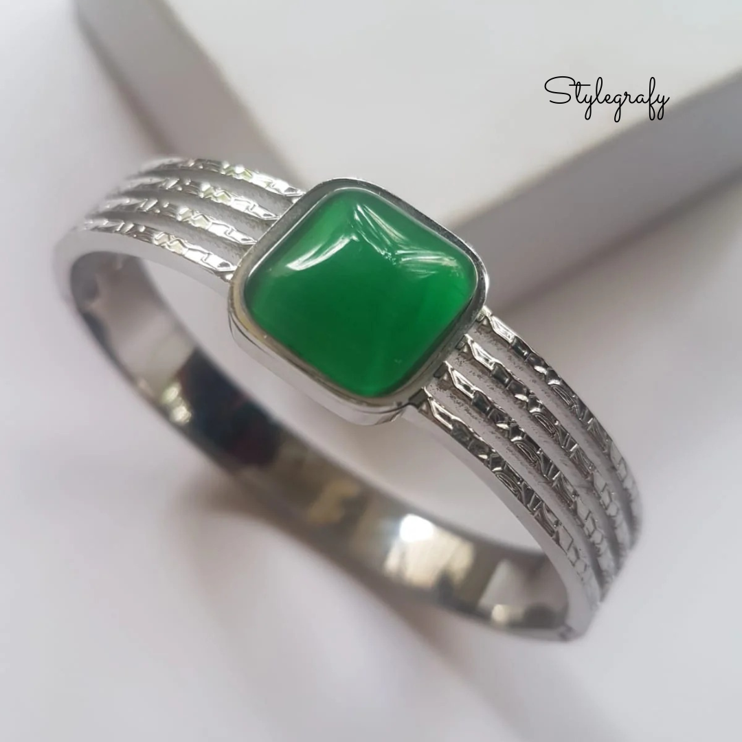 Emerald Silver Laura Bracelet