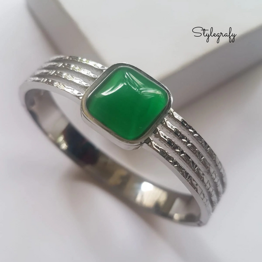 Emerald Silver Laura Bracelet