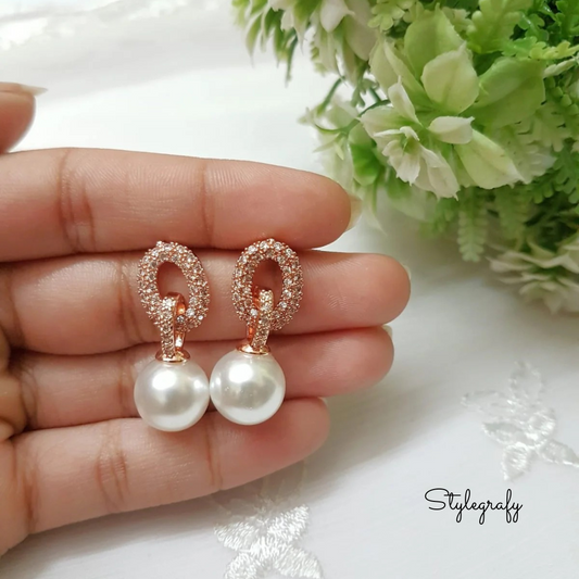 Interlock Studded Pearl Drops