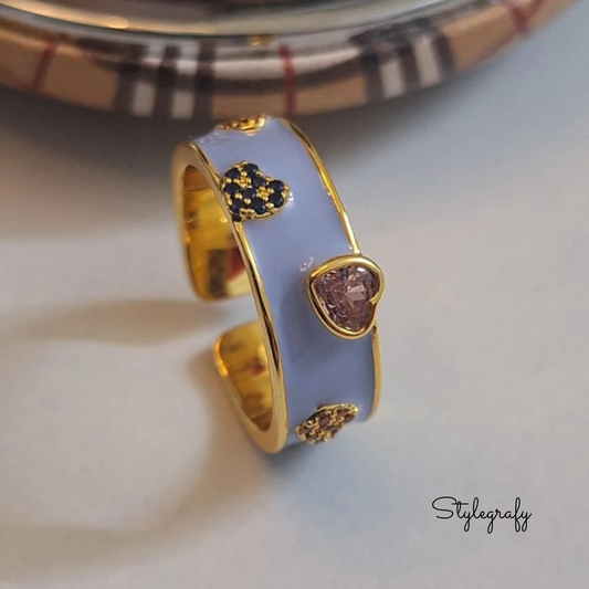 You and Me Blue Enamel Ring