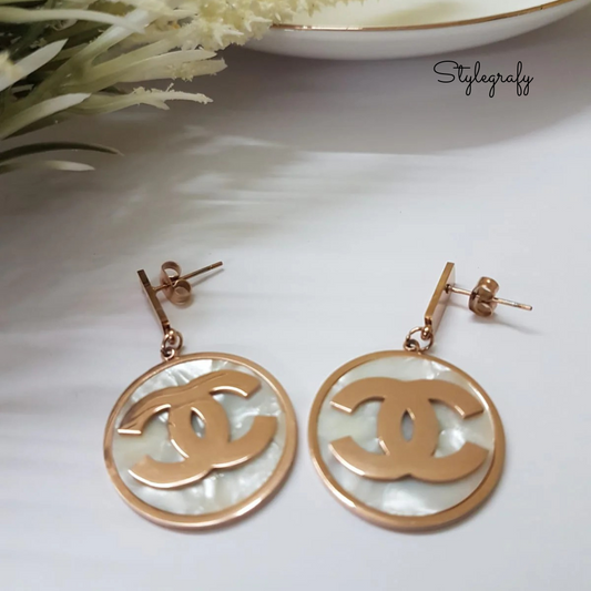 MOP Circle Drop Earrings