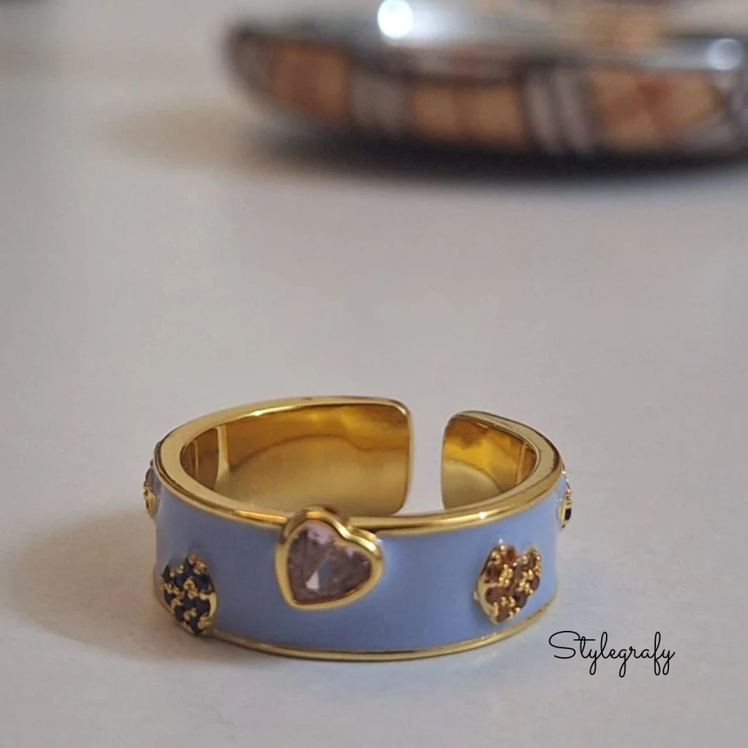 You and Me Blue Enamel Ring