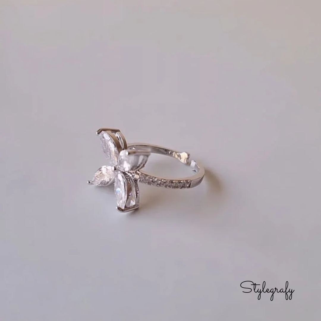 Walk on Petals Silver Flower Ring