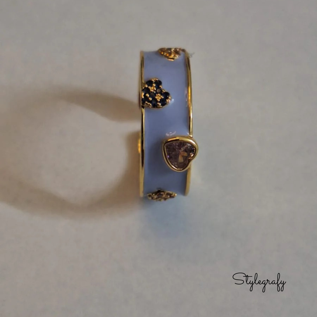 You and Me Blue Enamel Ring