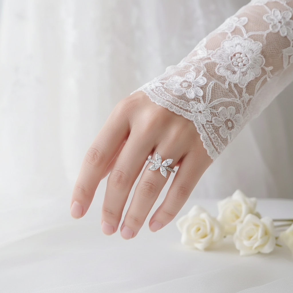 Walk on Petals Silver Flower Ring