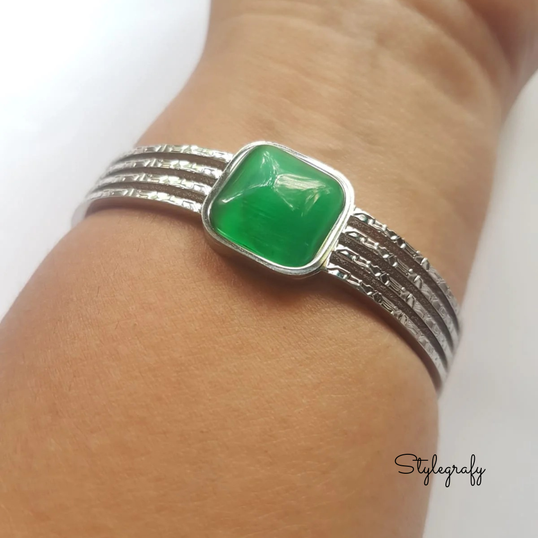 Emerald Silver Laura Bracelet